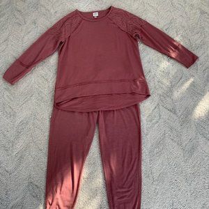 Knox Rose XL two piece outfit. It is a rose color made of polyester, rayon and s